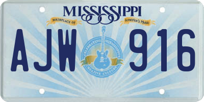 MS license plate AJW916