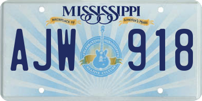 MS license plate AJW918