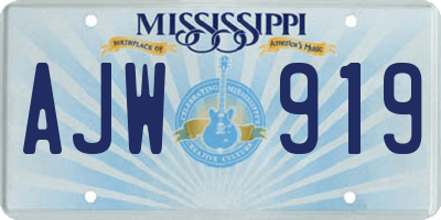 MS license plate AJW919