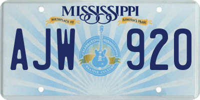 MS license plate AJW920