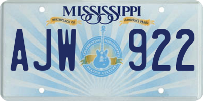 MS license plate AJW922