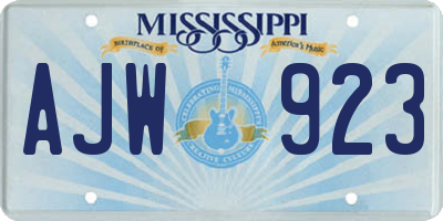 MS license plate AJW923