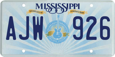 MS license plate AJW926