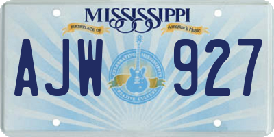 MS license plate AJW927