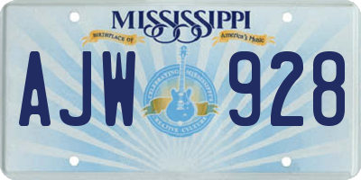 MS license plate AJW928