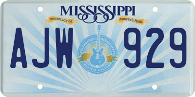 MS license plate AJW929