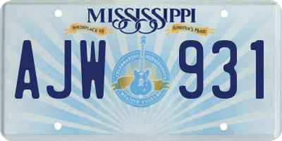 MS license plate AJW931