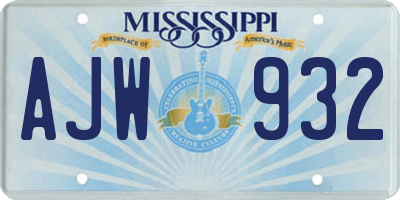 MS license plate AJW932