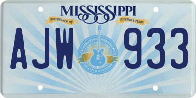 MS license plate AJW933