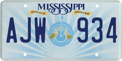 MS license plate AJW934