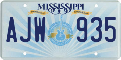 MS license plate AJW935