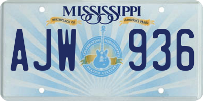 MS license plate AJW936