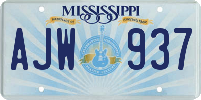 MS license plate AJW937