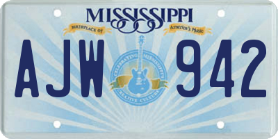 MS license plate AJW942