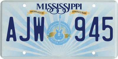 MS license plate AJW945