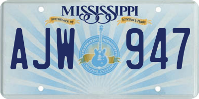 MS license plate AJW947
