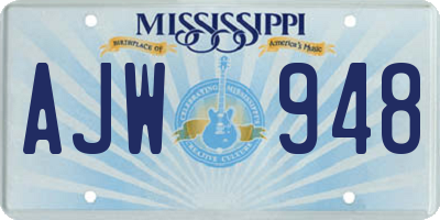 MS license plate AJW948