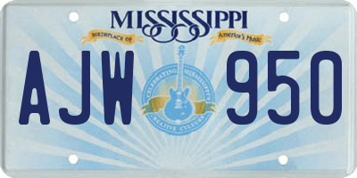 MS license plate AJW950