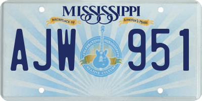 MS license plate AJW951