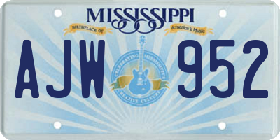 MS license plate AJW952