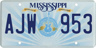 MS license plate AJW953