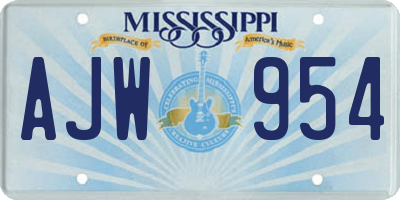 MS license plate AJW954