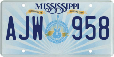 MS license plate AJW958