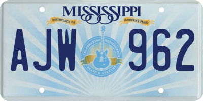 MS license plate AJW962
