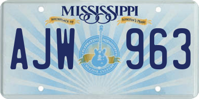 MS license plate AJW963