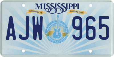 MS license plate AJW965