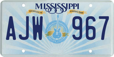 MS license plate AJW967