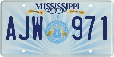 MS license plate AJW971