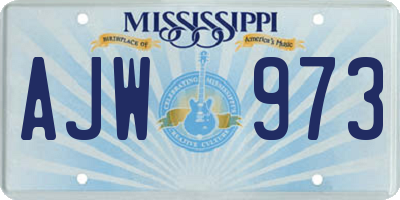MS license plate AJW973