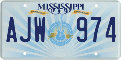 MS license plate AJW974