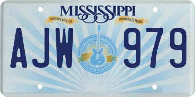 MS license plate AJW979
