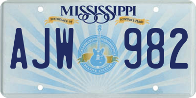 MS license plate AJW982