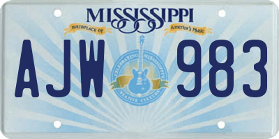 MS license plate AJW983