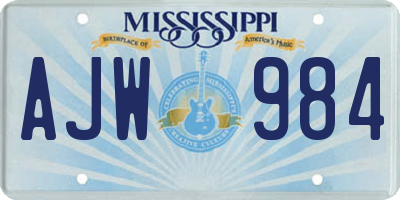 MS license plate AJW984
