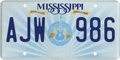 MS license plate AJW986