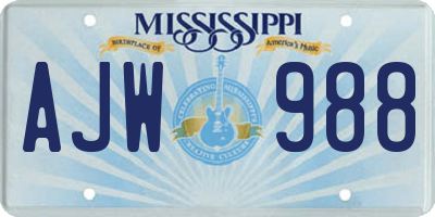 MS license plate AJW988