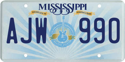 MS license plate AJW990