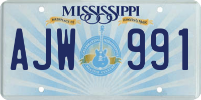 MS license plate AJW991