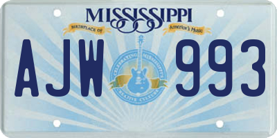 MS license plate AJW993