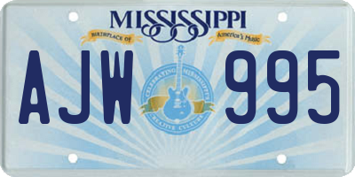 MS license plate AJW995