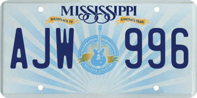 MS license plate AJW996