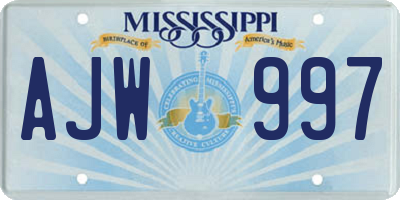 MS license plate AJW997