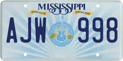 MS license plate AJW998
