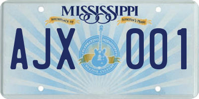 MS license plate AJX001