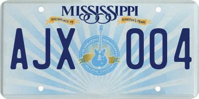 MS license plate AJX004