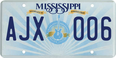 MS license plate AJX006